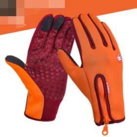 Outdoor Waterproof Gloves Touch Screen Windproof Riding Zipper Sports Winter Warm Fleece Mountaineering Gloves (Option: Orange-XL-Zipper) Outdoor Waterproof Gloves Touch Screen Windproof Riding Zipper Sports Winter Warm Fleece Mountaineering Gloves (Option: Orange-XL-Zipper)