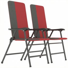 Folding Patio Chairs Set of 2, Padded High Back Lawn Camping Chairs with Armrests, 600D Oxford Fabric, Red (Option: Red-1040x180x630 mm) Folding Patio Chairs Set of 2, Padded High Back Lawn Camping Chairs with Armrests, 600D Oxford Fabric, Red (Option: Red-1040x180x630 mm)